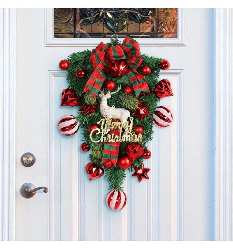 Christmas Wreath Seasonal Outdoor Wreath Door Hanging Ornament Wire Elk Tree Decoration For Patio Courtyard Christmas Party - Image 5