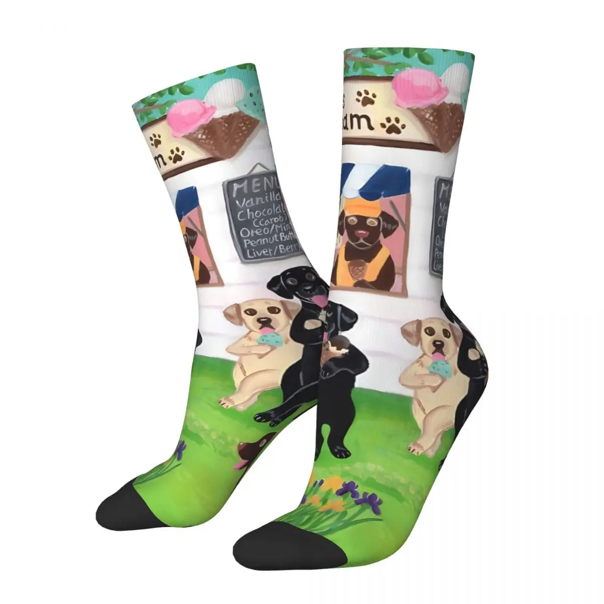 Lab Licks Ice Cream Socks Gym 3D Print Boy Girls Mid-calf Sock