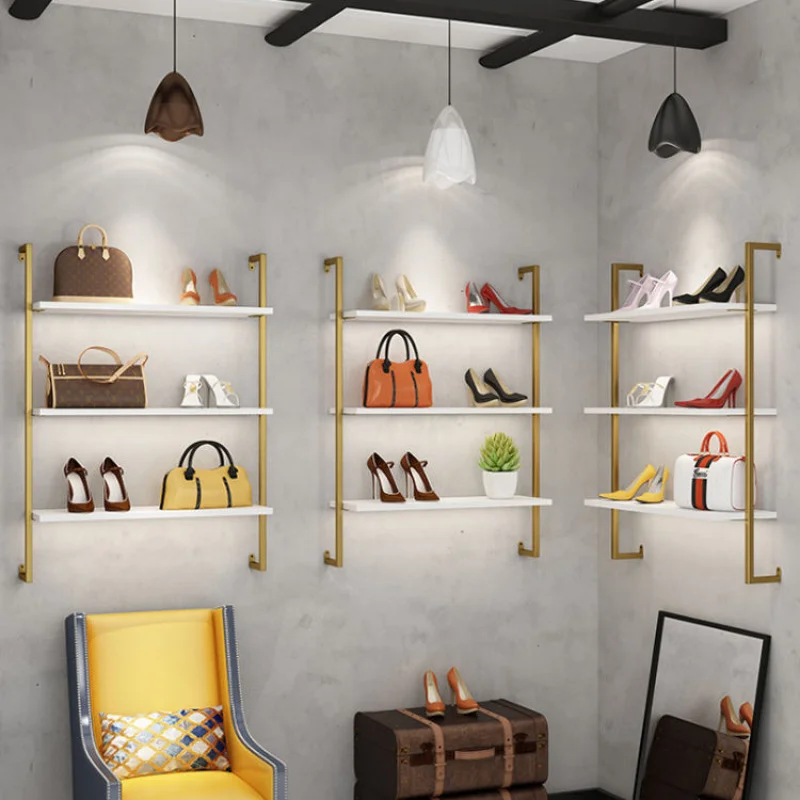 Custom.Showroom تصميم الحديثة الحائط حقيبة يد عرض متجر الأحذية عرض رفوف الأحذية حامل عرض الرف