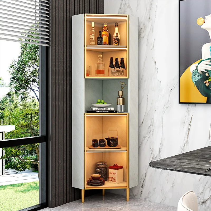 

Solid wood corner cabinet Corner Corner Light luxury triangle Wine Shelf Living room storage cabinet