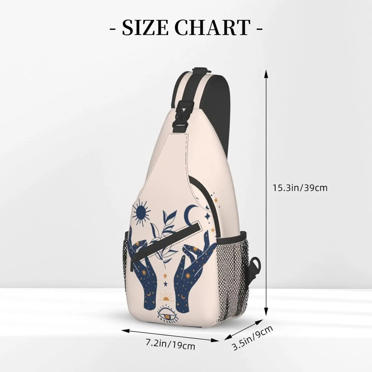 Sling Bag for Men Women Magic Tarot Sun Moon Hand Crossbody Backpack Casual Hiking Daypack for Travel Sport Running Chest Bag