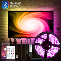 Bluetooth 5V USB LED Strip Lights 5M TV Backlight Bar Game Room Party Decor SMD5050 Flexible RGB Ribbon Diode Tape Music Rhythm