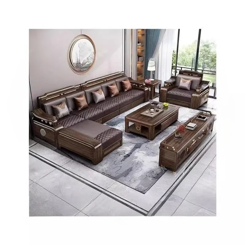 

Nordic Creativity luxury sofa combination ebony full set of solid wood high-end large and small apartment living room home