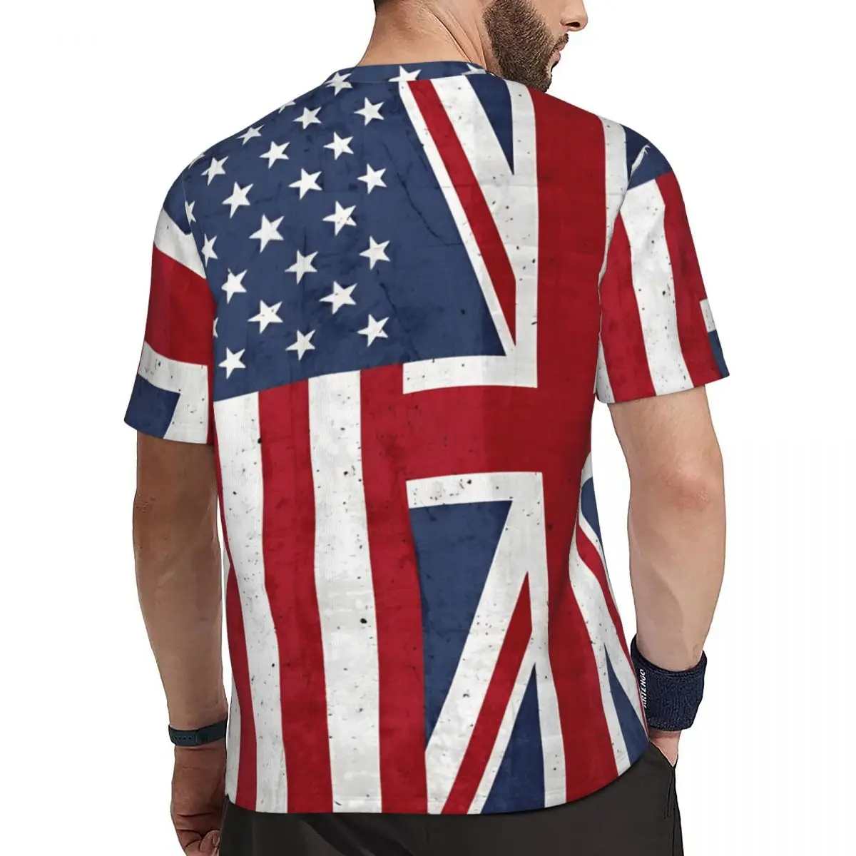 United States With United Kingdom Flag Sportswear T Shirt Summer Streetwear T Shirts Harajuku Tee Shirt Men Clothing Big Size