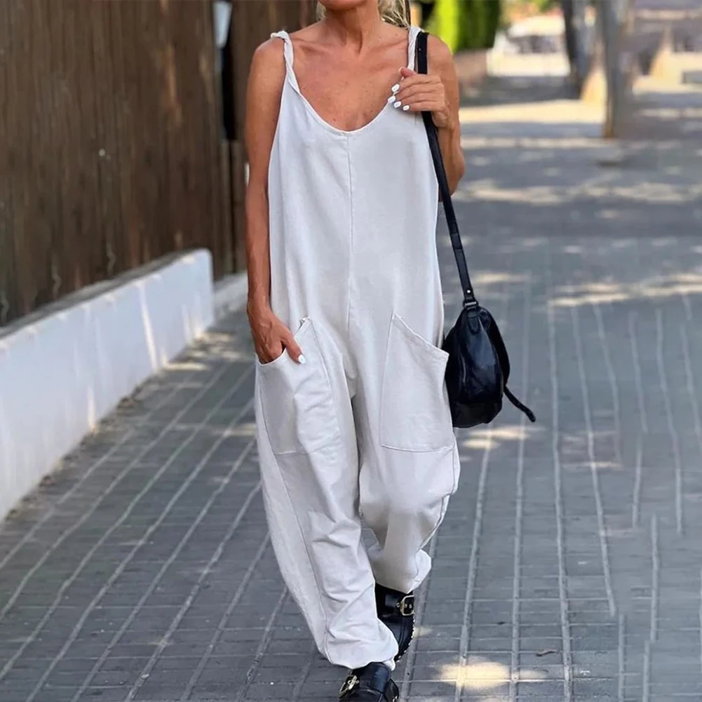 ファッションジャンプスーツ女性ロンパース女性ダンガリーレディースルーズオーバーオールオーバーサイズプレイスーツロンパース無地春