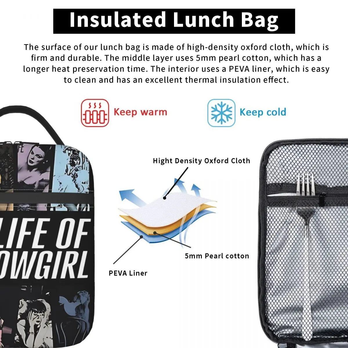 A vida de uma showgirl álbum capa almoço saco para criança impressão lancheira bonito escola saco térmico portátil oxford sacos de almoço térmico