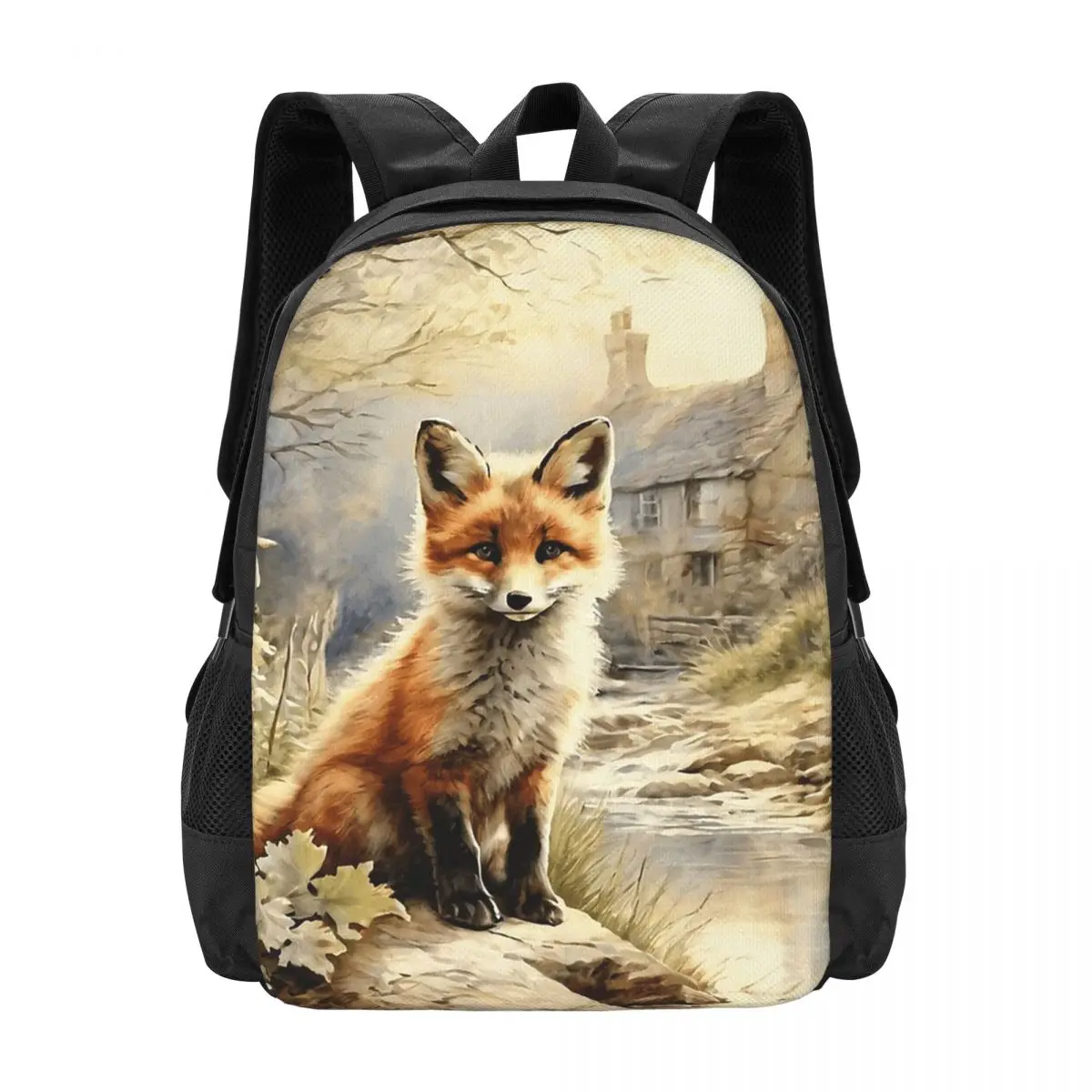 

Baby Fox In The Forest Animal ArtOil Painting Backpack Daypack Boys Girls BookBag School Bag Shoulder Bags for Men Women