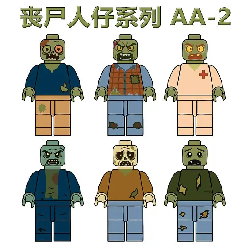 Building block zombie humanoid doll, zombie warrior mini character, doctor and nurse clown cartoon character toy birthday gift - view 3