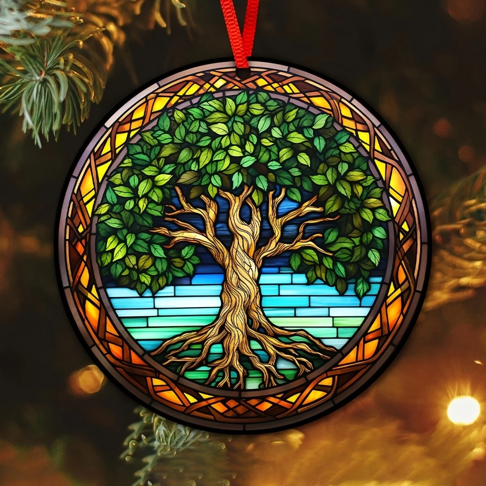 1PC Tree of Life Wall Art Decor Hanging Sign Decorative Indoor Outdoor Window Acrylic Welcome Plate Pendant Decoration