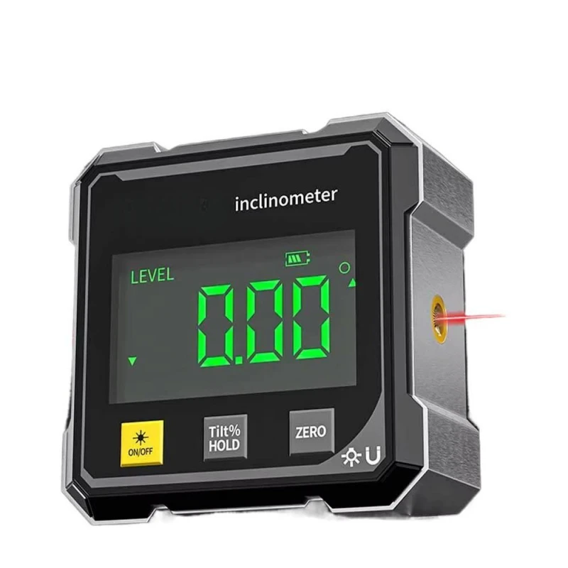 NIEUWE 2-zijdige magnetische digitale hoekmeter met laser Elektronische gradenboog Horizontometer Inclinometer Hoekliniaal Hellingmeting - afbeelding 2