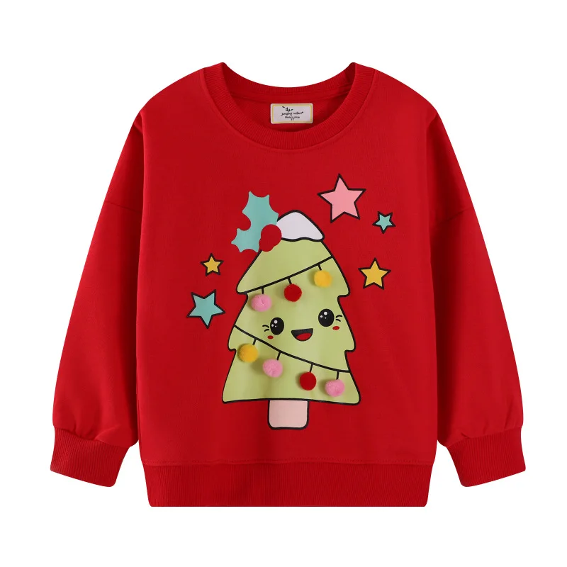 

25Christmas Edition Girls' Autumn Pullover Sweatshirt Round Neck Christmas Pattern Baby Girl Top