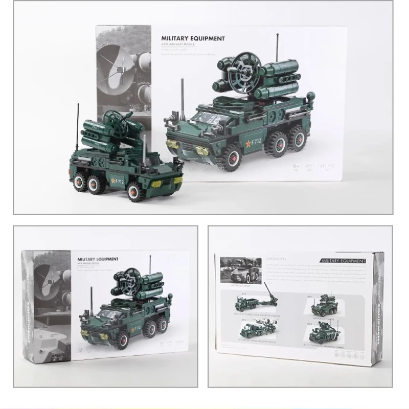 SEMBO 対空ミサイル車両ビルディングブロッククリエイティブ手組み立て戦車モデルデスクトップ装飾品教育玩具ギフト