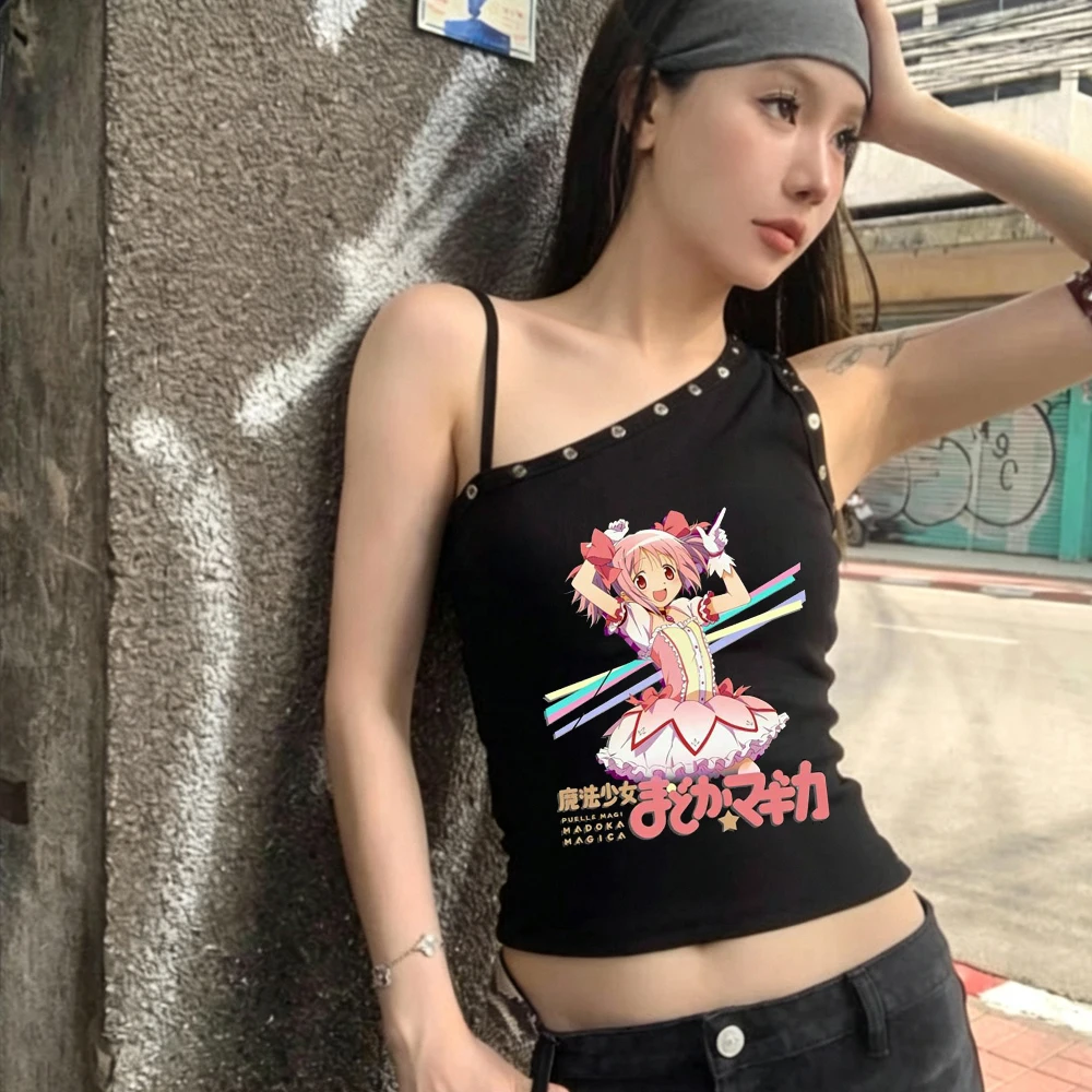 Madoka Magica crop top girl manga streetwear y2k t shirt y2k clearance sales gothic 2000s gyaru