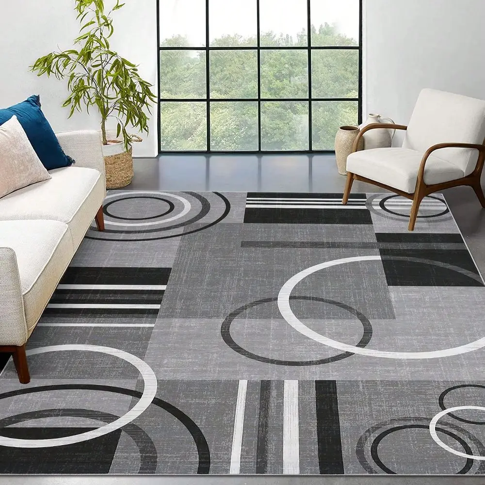 

Size Washable Rug Modern Geometric Rug Low Pile Soft Rug Foldable Indoor Rug Home Decor Rug Modern Abstract Rug For Living Room