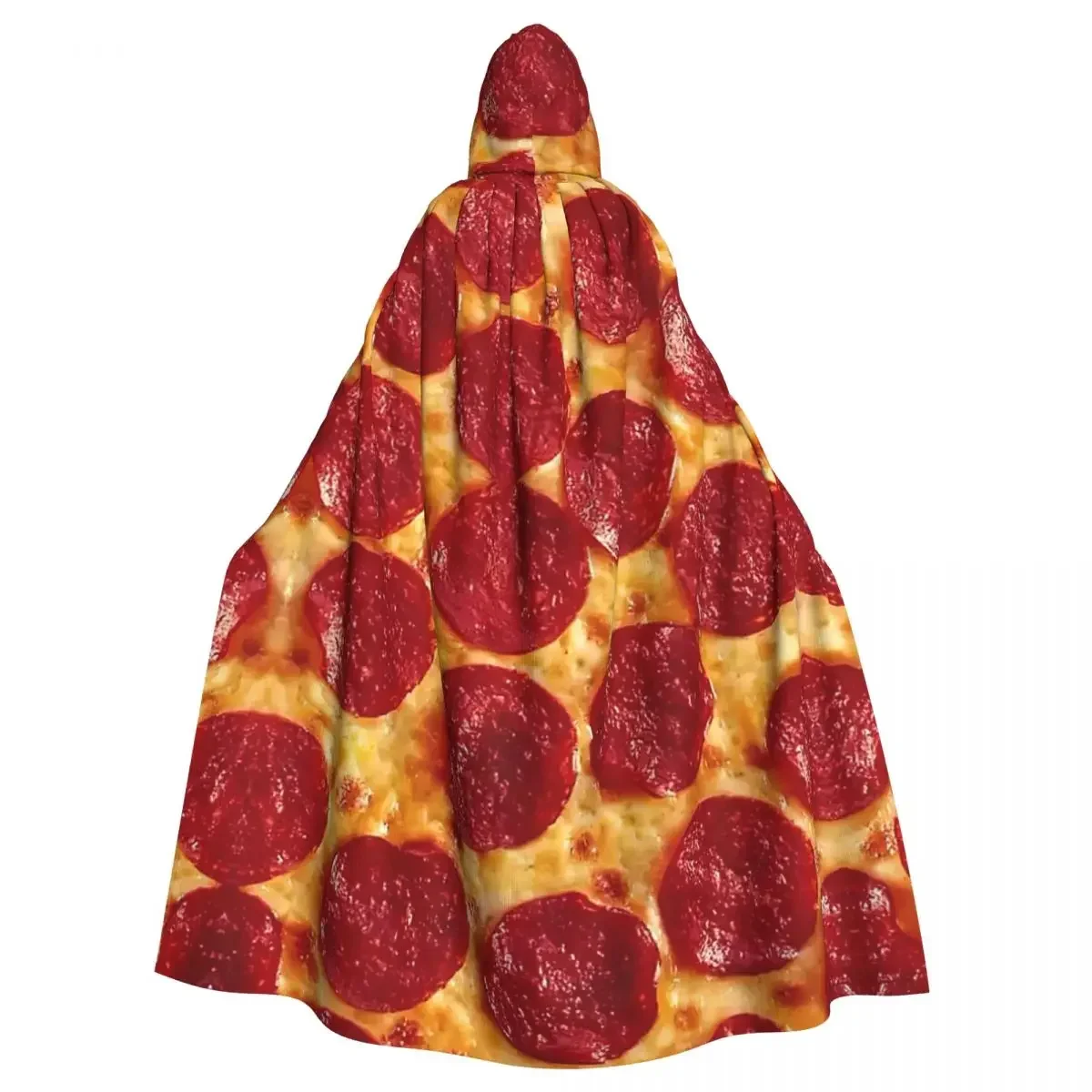 

Adult Cloak Cape Hooded Pepperoni Pizza Medieval Costume Witch Wicca Vampire Elf Purim Carnival Party
