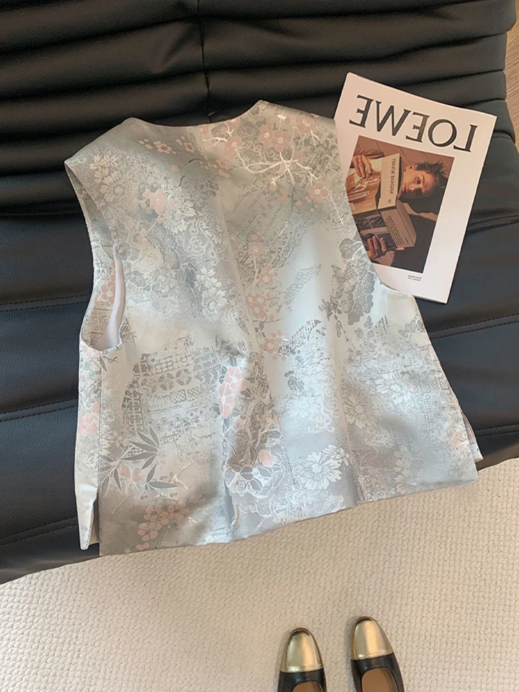 

Retro Chinese New Pattern Embroidered Vest Summer Outdoor Knitted Cotton Crop Top Women's Faion Gentlewomen's Jaet Blouse