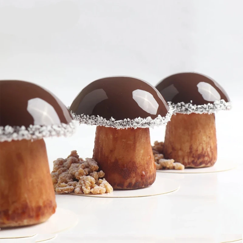 Cetakan silikon jamur-bentuk jamur untuk Kue Mousse, dekorasi kue, dan membuat kue