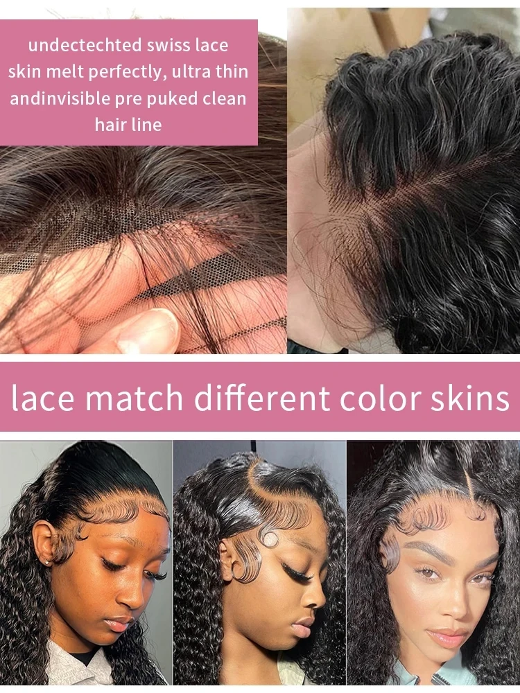 300% Density 13X6 HD Deep Wave Lace Frontal Wig Brazilian 40 46 Inch 13X4 360 Water Curly Lace Front Human Hair Wigs For Women image 5