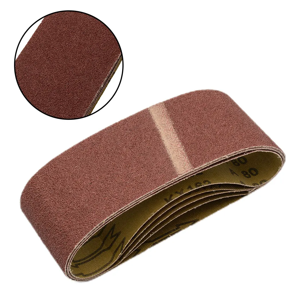 5 Pcs Sanding Belts 75x457 Mm Mixed Grade 60 80 120 240 Grit Power Tool Sander Lot For Leather Metal Wood Grinding And Polishing