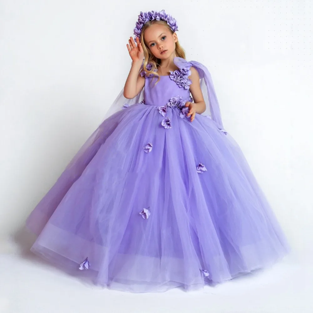 

New Puffy Girls Pageant Party Gown Customized Flower Girl Dress for Wedding Kid Size 1-16T