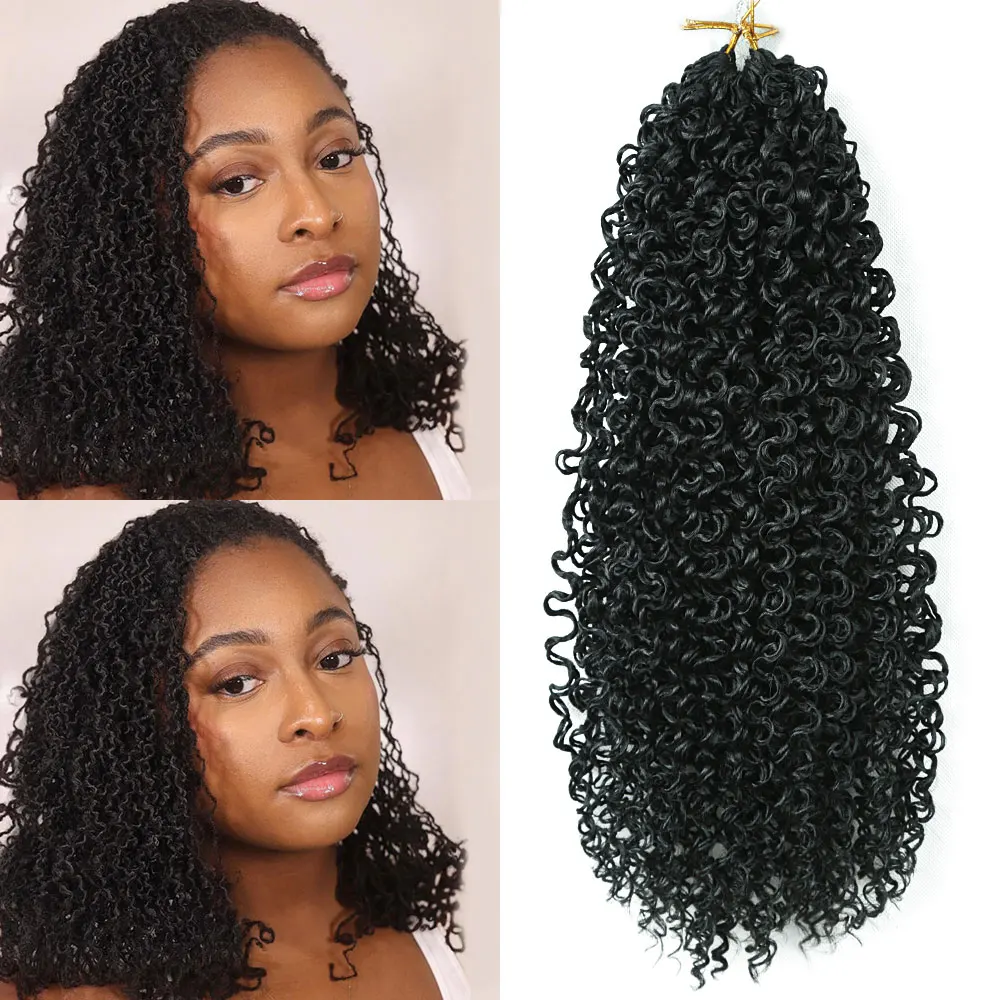 Alibaby 14 Inch Synthetic Yanky Twist Crochet Hair Pre-looped Ombre Brown Spring Twists Hair Crochet Hair with Curly Ends