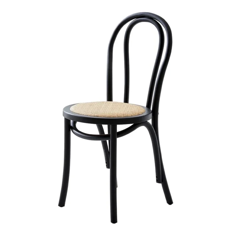 

solid wood rattan woven retro dining chairs, Sonite family restaurant balcony backrest chairs