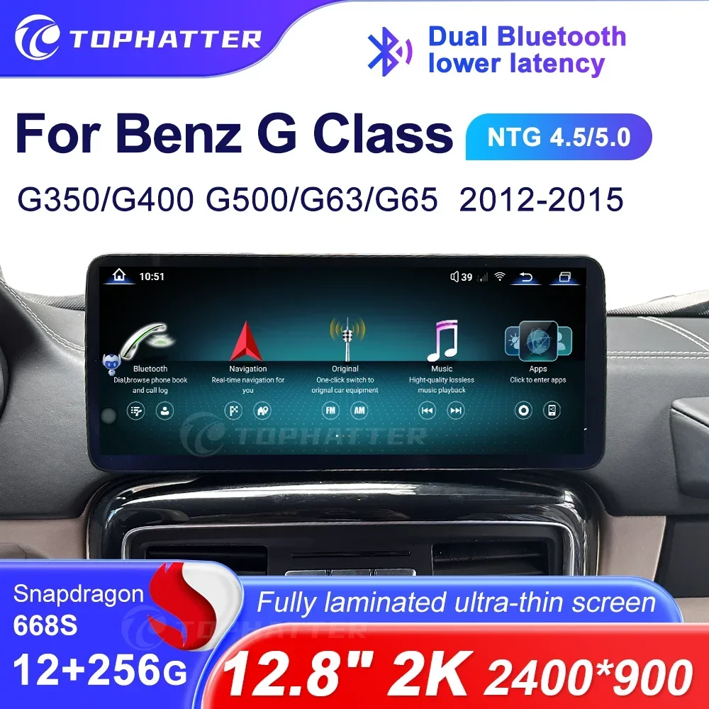 

12.3" Car Stereo for Mercedes Benz G Class 2012-2015 G350/G500/G63 Qualcomm 668S 2K screen Android Auto Bluetooth GPS Navigation