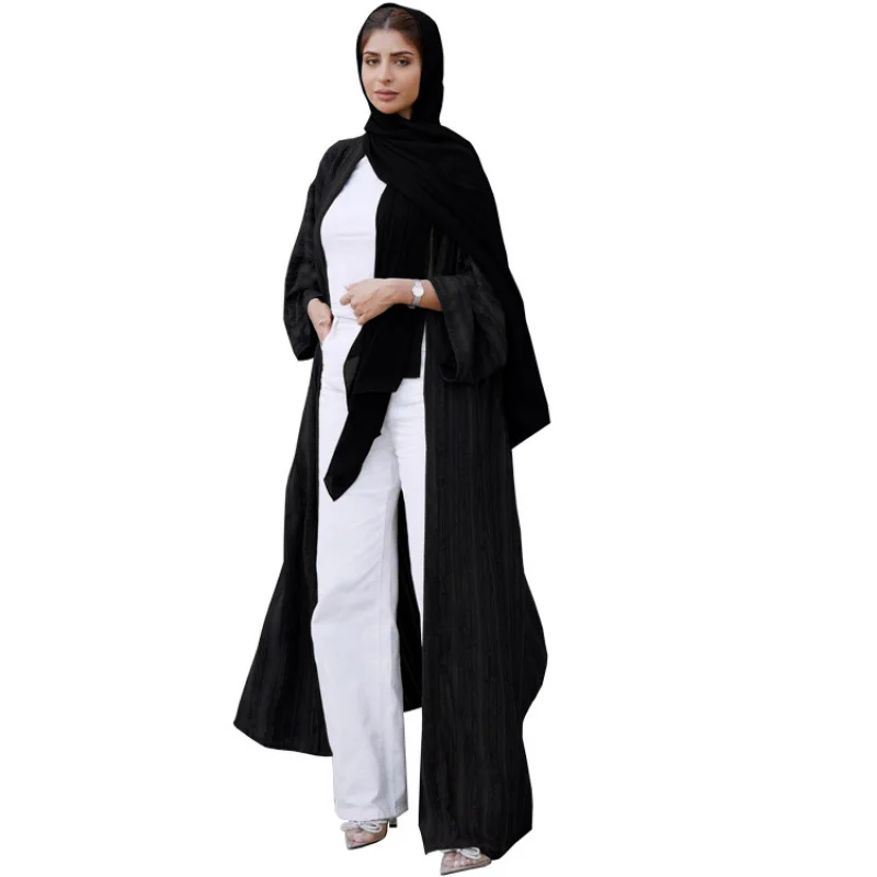 Red Abaya Islam Prayer Dress Woman Long Loose Sleeve Muslim Ladies Open Kimono Kebaya Knitting Dubai 2024 Luxury Robe Clothing