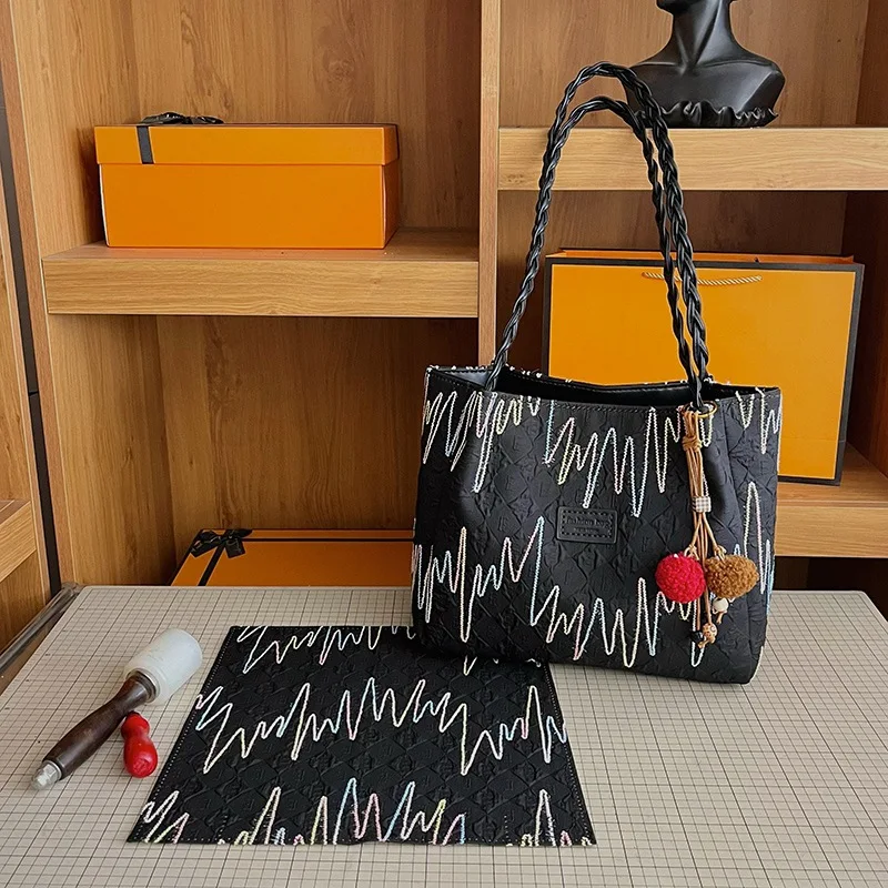 DIY Material Kit for Women Ethnic Shoulder Bag Large Capacity Versatile Tote Bag Fashion Portable Commuter Bag For Daily Use