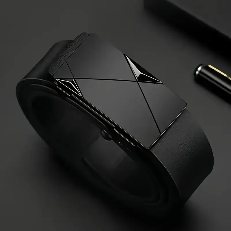 Versatile Men's PU Leather Belt Automatic Buckle Fashion Belt for Work Business Leisure & Daily Wear
