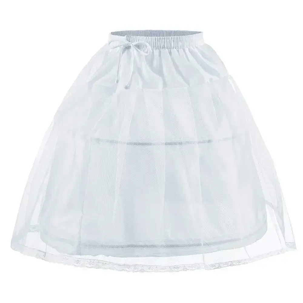 Sensual Looking Fancy Clingy Flower Girls Petticoat with 2 Hoops Full Slip Elastic Child's Crinoline Underskirt