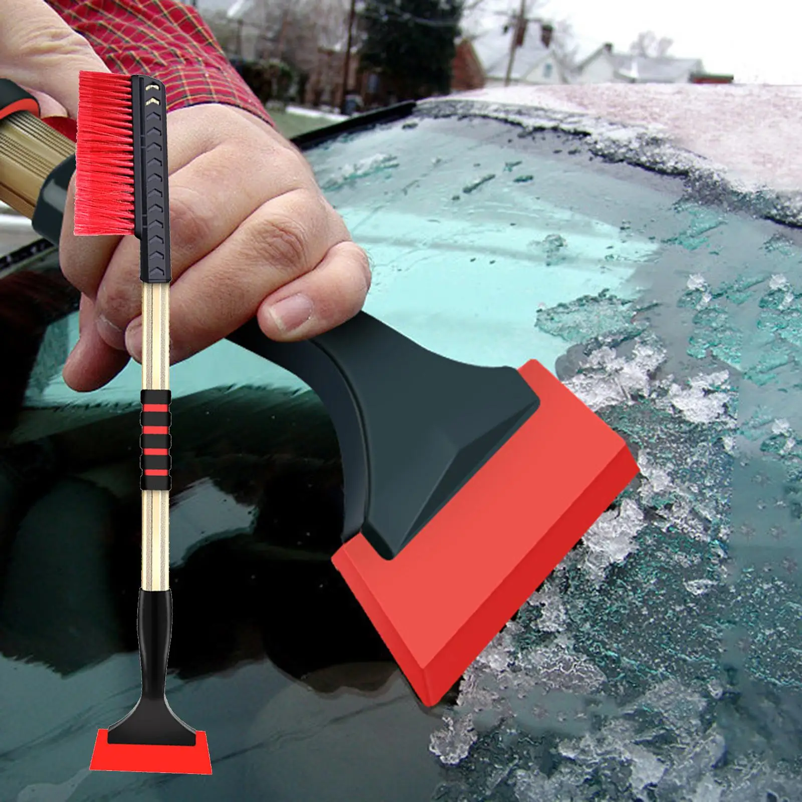 Multifunctional Snow Removal Brush Tool Telescopic Handle Car Window Snow Cleaner Snow Cleaning for Automotive Car Vehicle