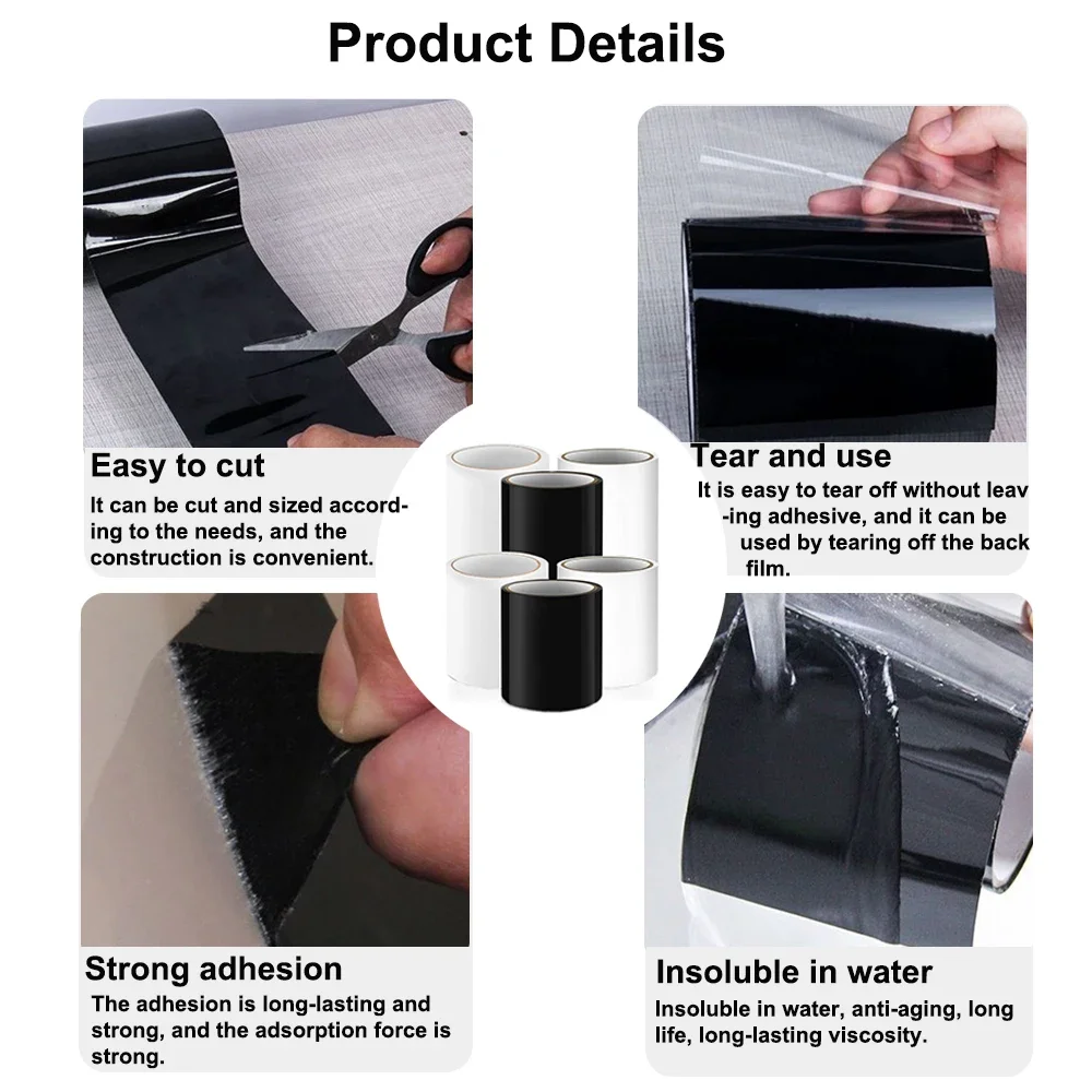 5/10cm PVC Leak Repair Tape Waterproof Pipe Patch for Cracks&Holes Butyl Glue Long Lasting Seal Emergency Leak Stopper Tool