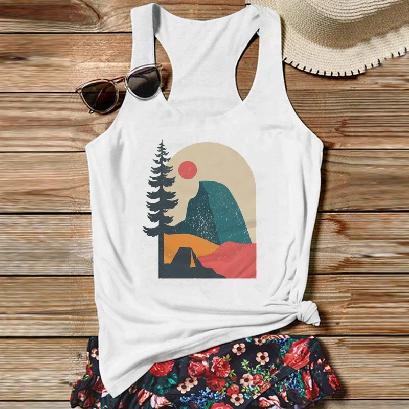 

Outdoor Camping Women's Tank Top Summer Girl White Tops Life Style Cute Fashion Women Clothing L