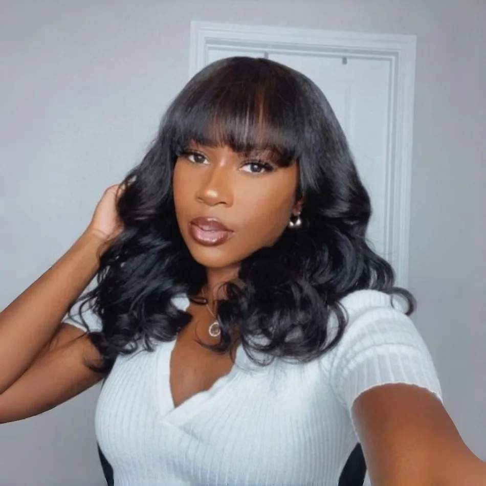 

3X1 Middle Part Lace Wig Bob Wigs Virgin Human Hair Short Bob Human Hair Wigs Body Wave Wig With Bangs Brazilian For Women