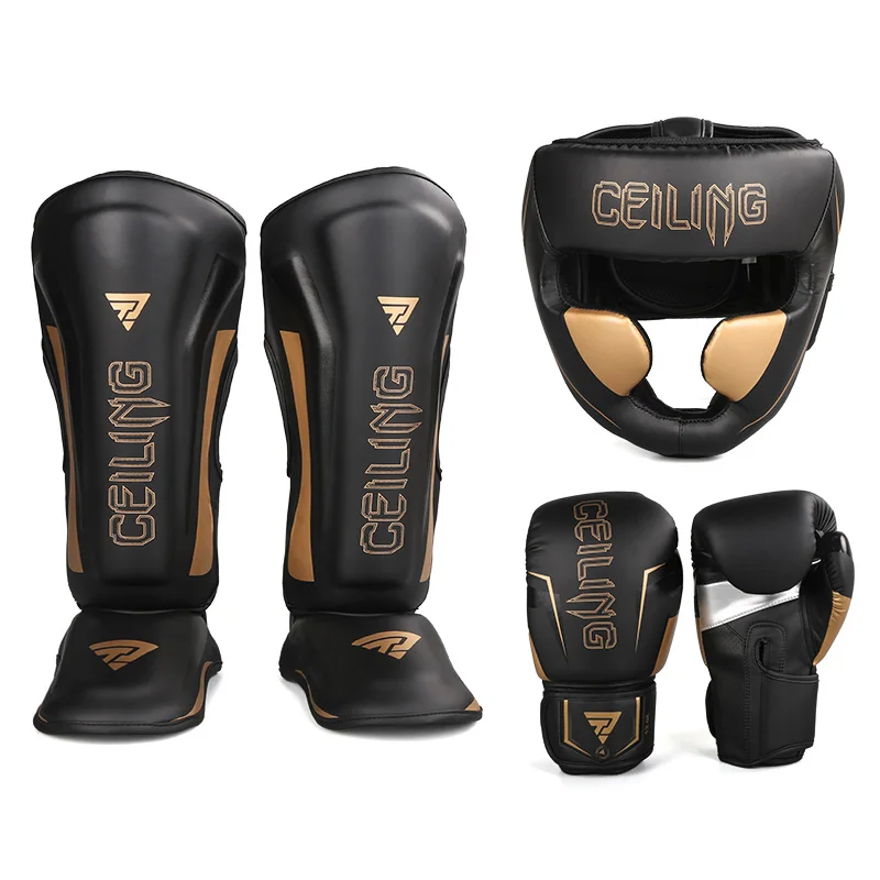 

Professional custom competition boxing equipment gloves muay thai shin protection boxing head protection