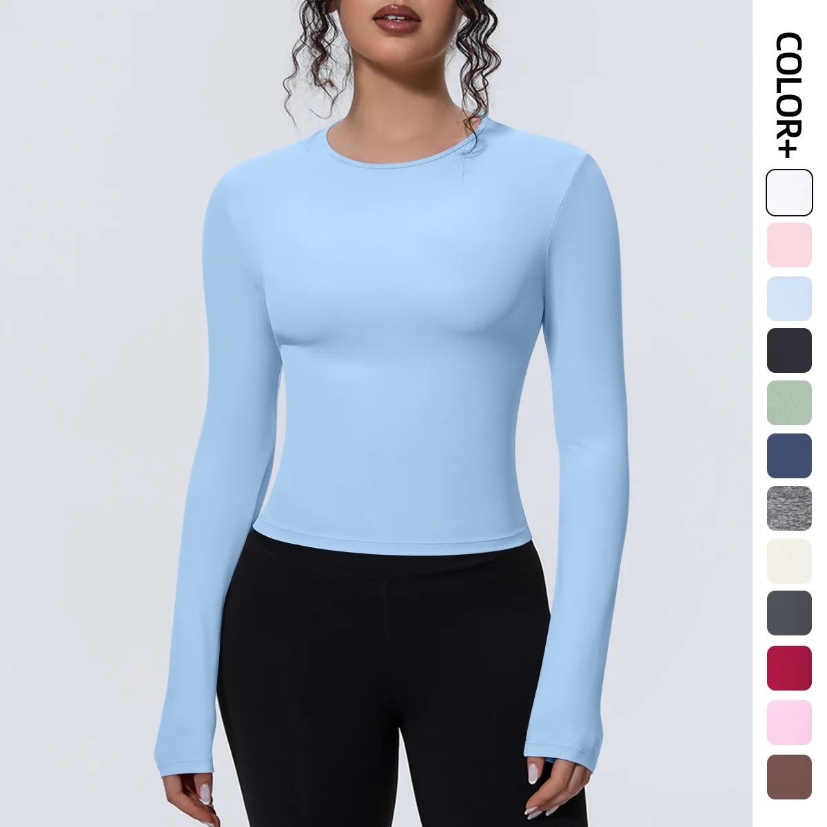 

Woman's Yoga Long Sleeved Gym Sports Running Top Slim Breathable Soild Color Fitness Top Running Shirts Gym Top Yoga Sport Top