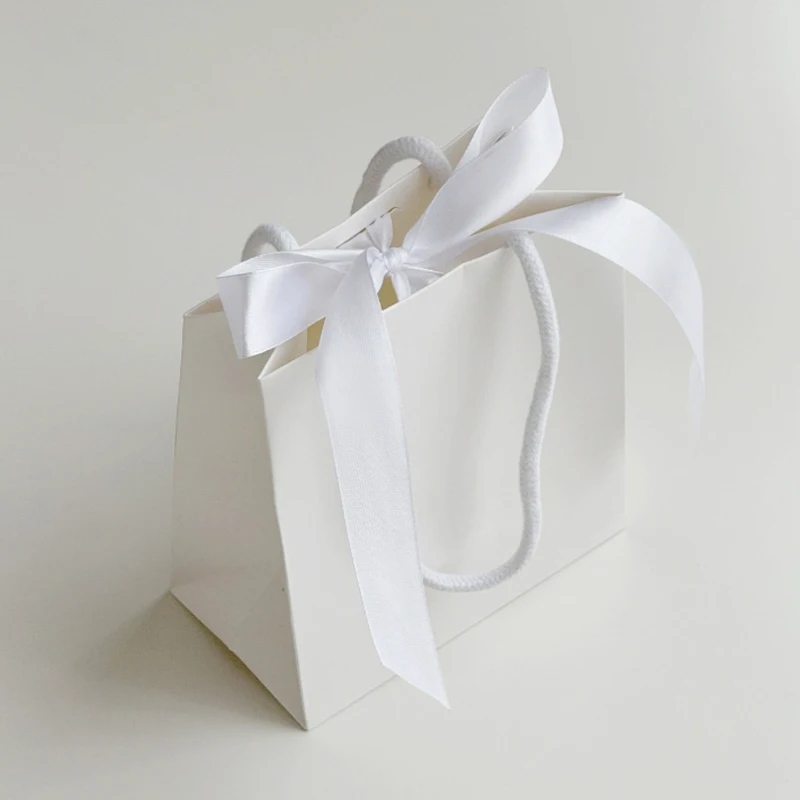 20pcs Silk Ribbon Small Gift Bags For Wedding Birthday Party Jewelry Cosmetic Perfumes Packaging Bag Custom LOGO Paper Bag view 3