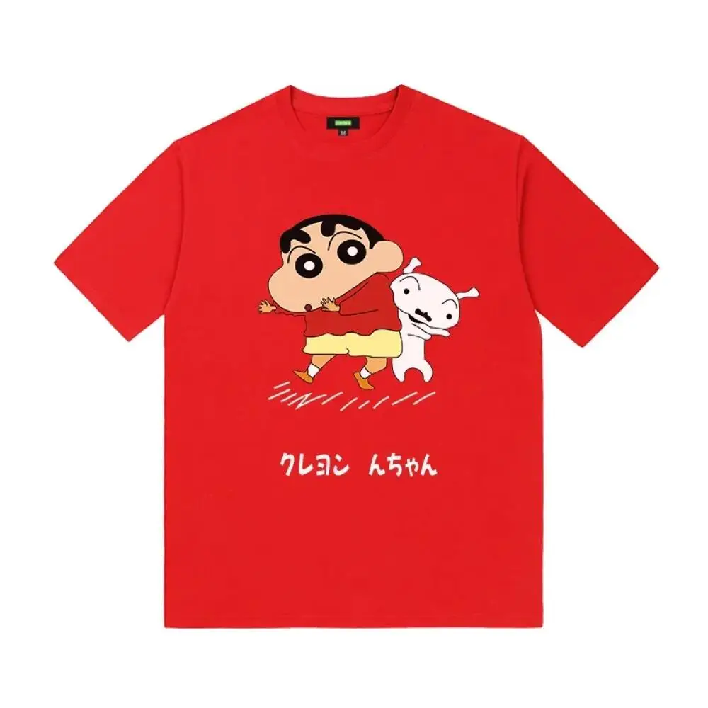 Crayon Shin Chan Shiro Print Casual T Shirt Cute Anime Short Sleeve Tee for Men Women