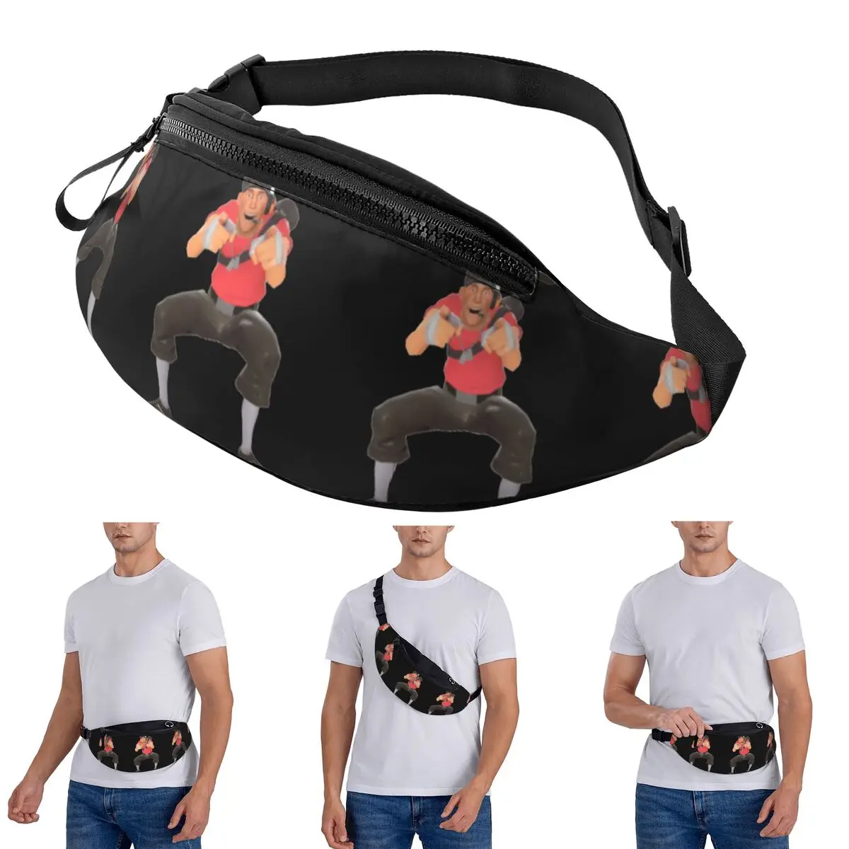 

Crossbody Waist Bag Tf2 Scout Laugh Team Fortress 2 Men Women Fanny Pack Travel Running Money Phone Pouch