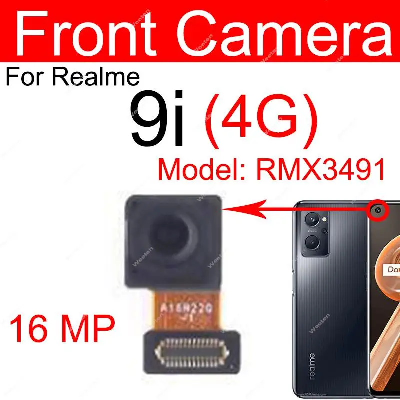 Rear Primary Front Camera For Realme 9 9i 4G 5G Back Main Front Selfie Module Flex Cable Replacement Parts