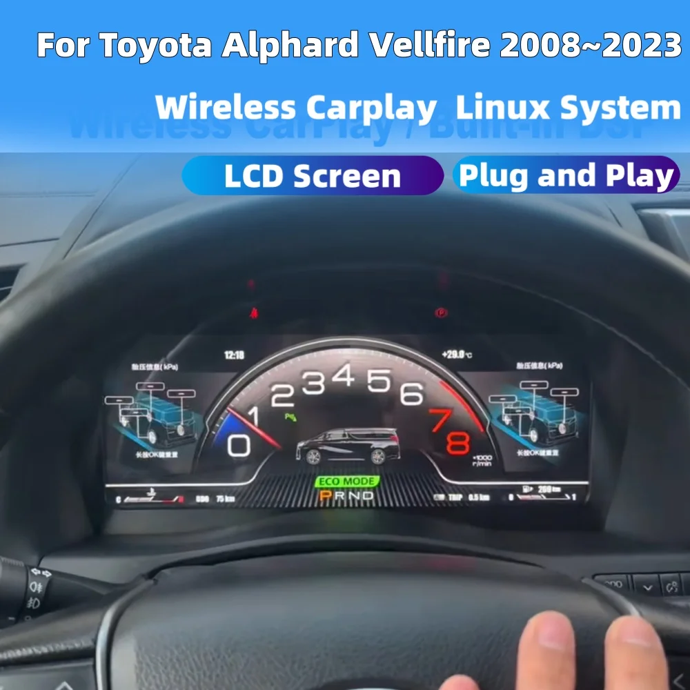 For Toyota Alphard Vellfire 2008~2023 Virtual Cockpit Speed Meter LCD Cluster Instrument Panel Multimedia Player Dashboard