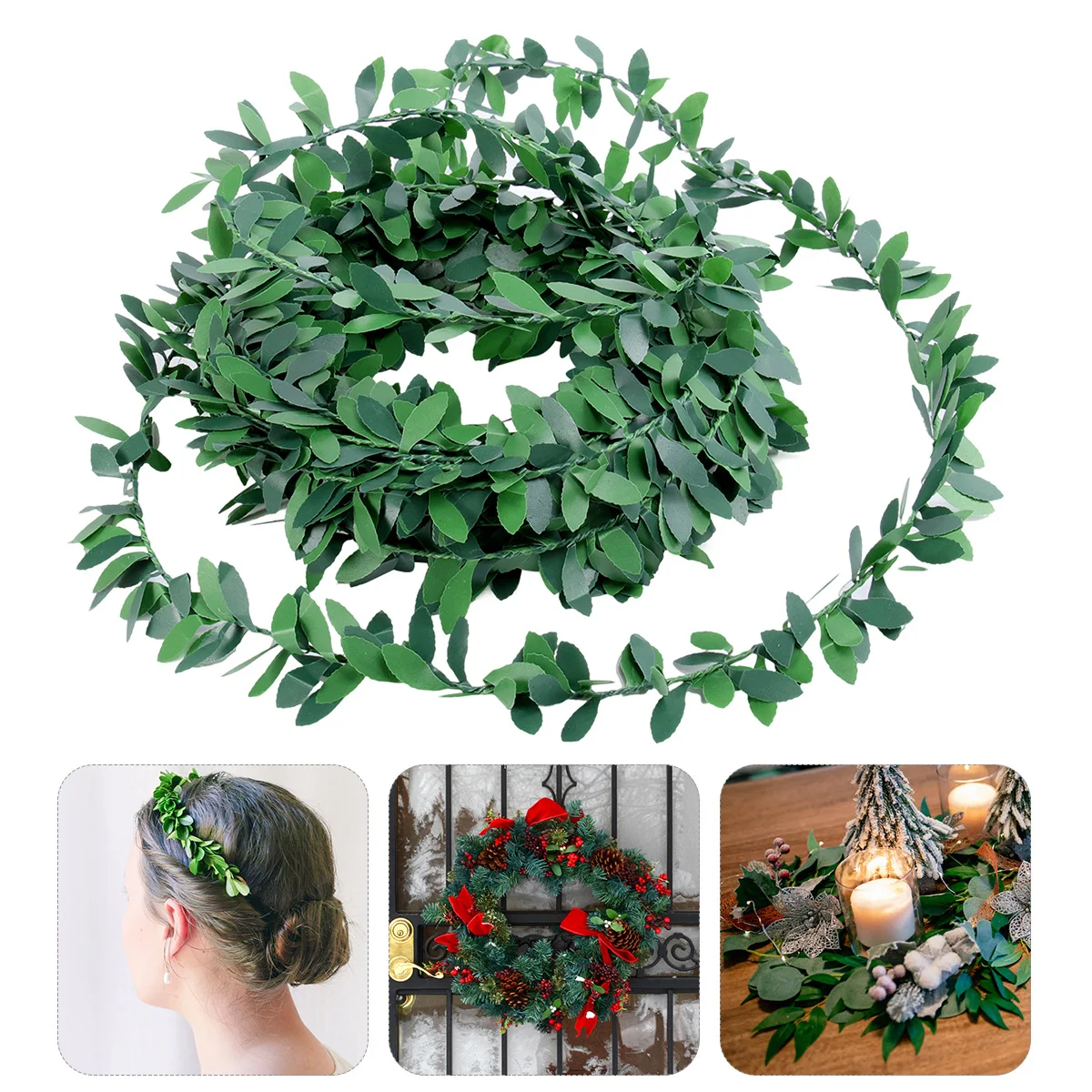 

7.5m Green Vine Garland Artificial Foliage Leaves Decor for Wedding Party Ceremony DIY Headbands Green Leaves Headband