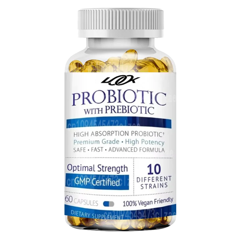 

Probiotics and Prebiotics -10 Strains -25 Billion CFU-1 Bottle - Vegetarian Capsules