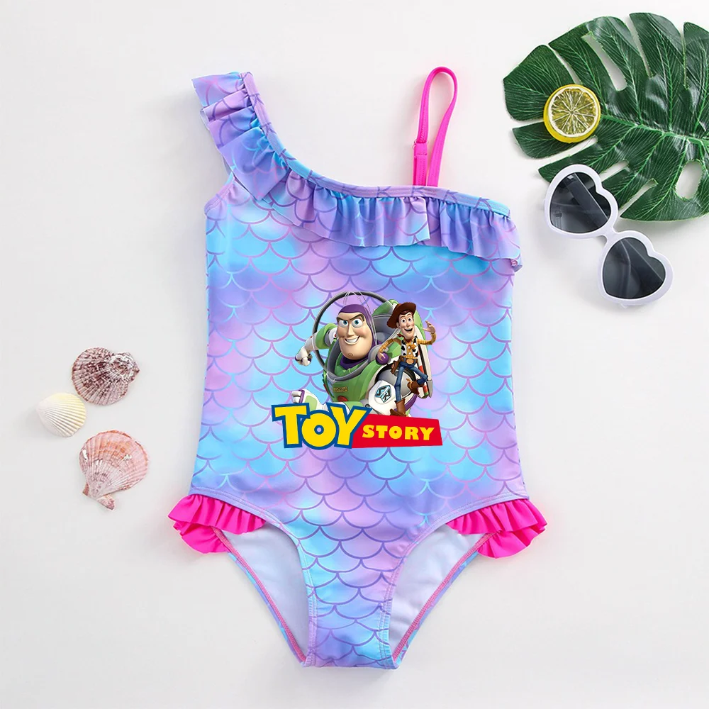 

Toy Story Woody Buzz Lightyear Girls Swimsuit Mermaid One-Piece Bathing Suits Children's Dresses Summer Swimwear Beach Suit Kids