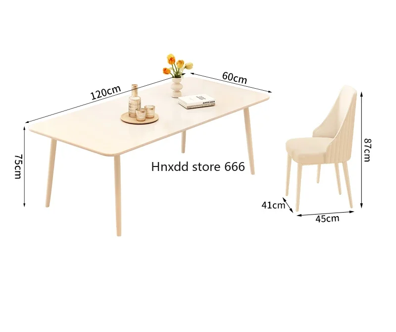 Cream wind rock board dining table and chair combination light luxury small apartment home modern simple rectangle