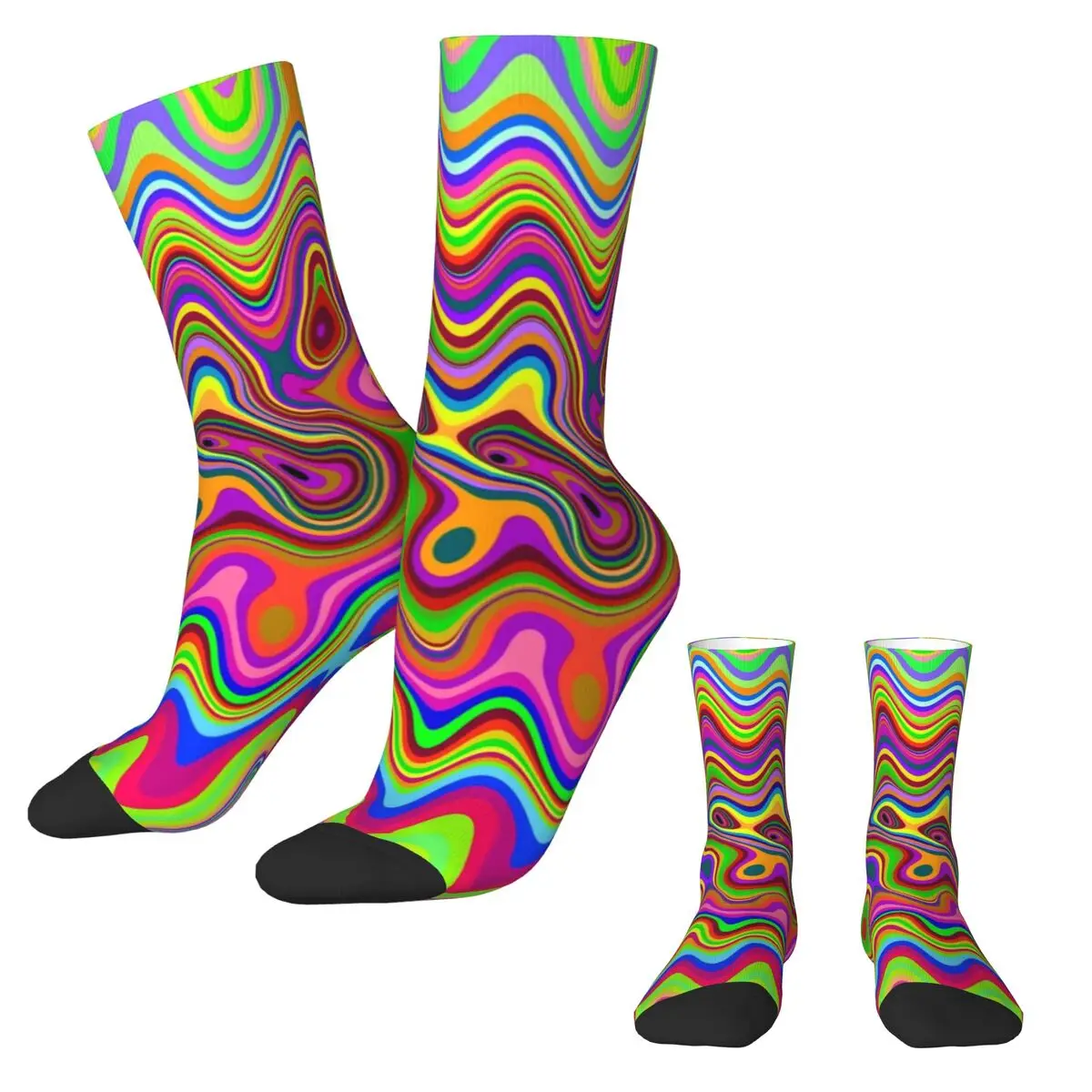 Psychedelic Pop Art Socks Spring Liquid Swirl Print Stockings Funny Women Comfortable Socks Graphic Skateboard Anti Skid Socks