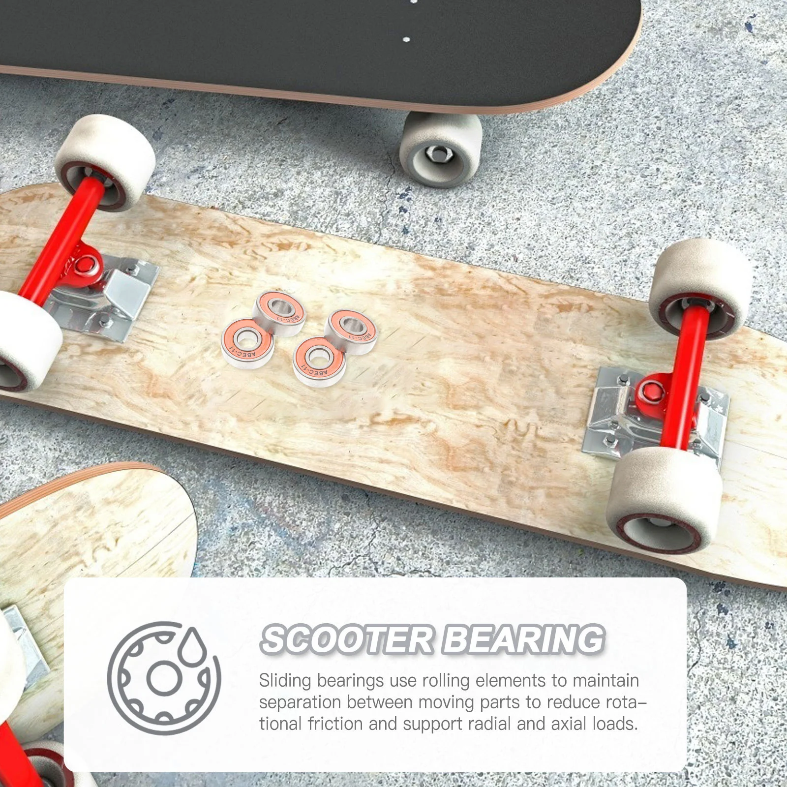 8 قطعة محامل لوح التزلج السلس المتداول الكربون الصلب استبدال أجزاء ل Longboard الدراجات البخارية اكسسوارات محامل لوح التزلج