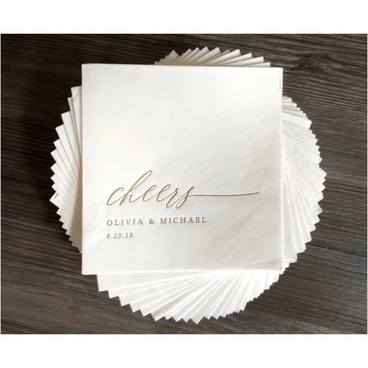 

50pcs Personalized Wedding Napkins | Cocktail Napkins | Rehearsal Dinner | Cheers Beverage Napkins | Gold Foil Wedding Napkins