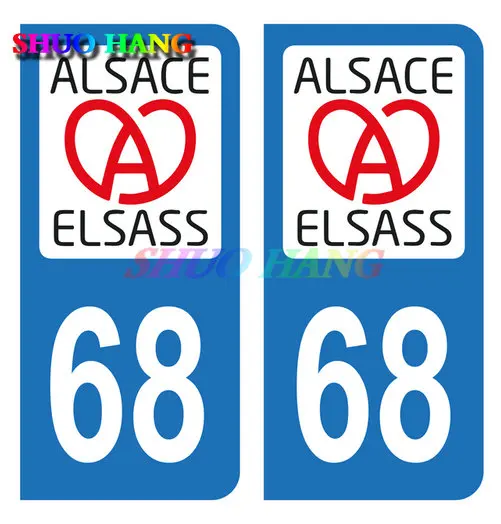 Autocollant de plaque de planificateur de voiture, accessoires de voiture en vinyle, décalcomanie de course, PVC, haut Rhin Elsass, Europe 67, bas Rhin Elsass, 68, F EU